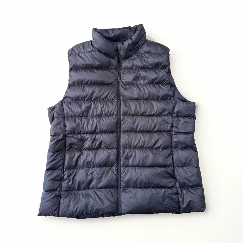 Uniqlo Ultra Light Down Women's XL Black Puffer Vest Zip Pockets Lightweight
